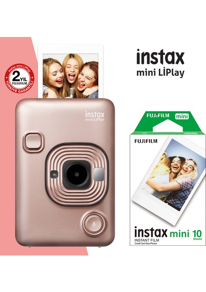 Instax Mini Liplay Hybrid Blush Gold Fotoğraf Makinesi 10LU Mini Film