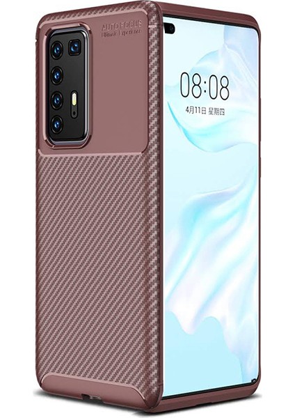 Huawei P40 Pro Kılıf Karbon Desenli Lux Negro Silikon