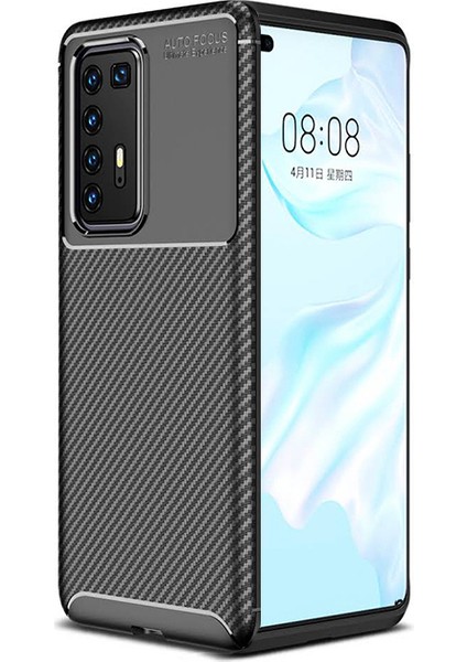 Huawei P40 Pro Kılıf Karbon Desenli Lux Negro Silikon