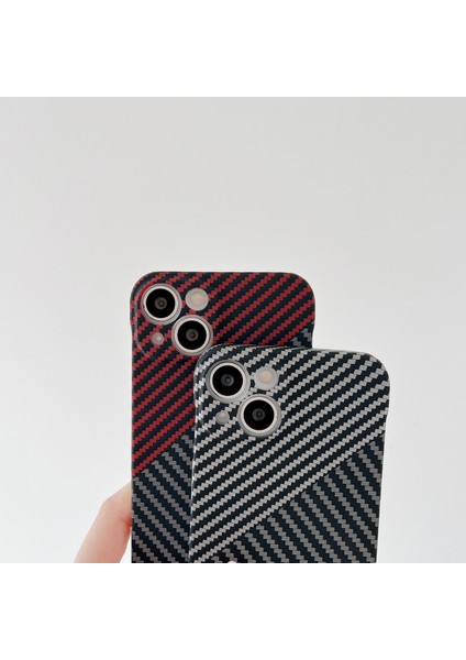 iPhone 13 Pro Max Için Fiber Doku Telefon Kılıf - Gri (Yurt Dışından) modelleri
