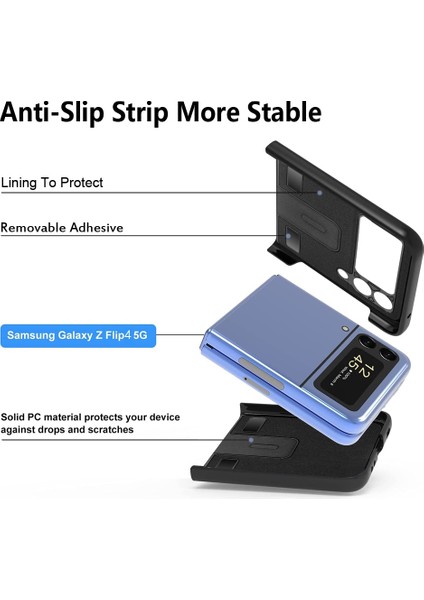 Samsung Galaxy Z Flip 4 Için Litchi Doku Telefon Kılıfı - Siyah (Yurt Dışından) modelleri