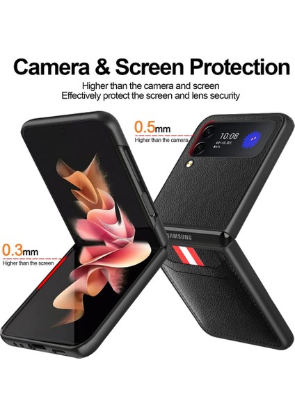 Samsung Galaxy Z Flip 4 Için Litchi Doku Telefon Kılıfı - Siyah (Yurt Dışından) fırsatları