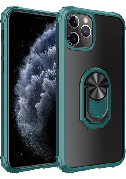 Apple iPhone 11 Pro Max Kılıf Silikon Kenarlı Renkli Yüzüklü Manyetik Mola Kapak