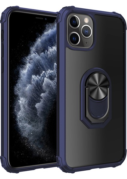 Apple iPhone 11 Pro Max Kılıf Silikon Kenarlı Renkli Yüzüklü Manyetik Mola Kapak