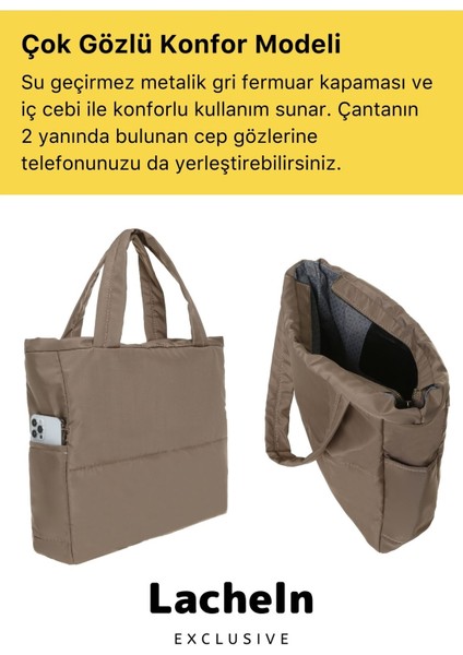 Yeni Sezon Konfor Modeli Büyük Boy Çanta Shopper Tote Paraşüt Puf Kumaş Alışveriş Kol & Omuz Çantası