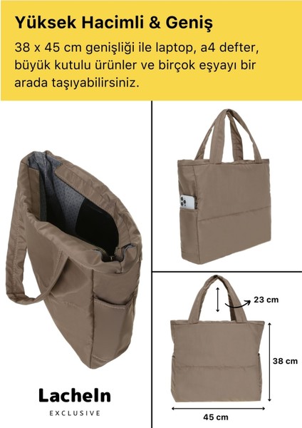 Yeni Sezon Konfor Modeli Büyük Boy Çanta Shopper Tote Paraşüt Puf Kumaş Alışveriş Kol & Omuz Çantası