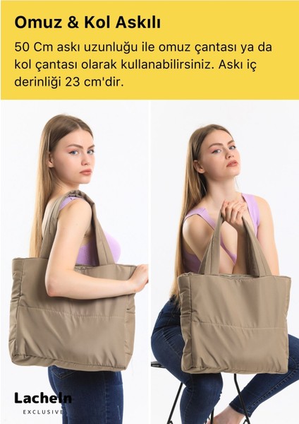 Yeni Sezon Konfor Modeli Büyük Boy Çanta Shopper Tote Paraşüt Puf Kumaş Alışveriş Kol & Omuz Çantası