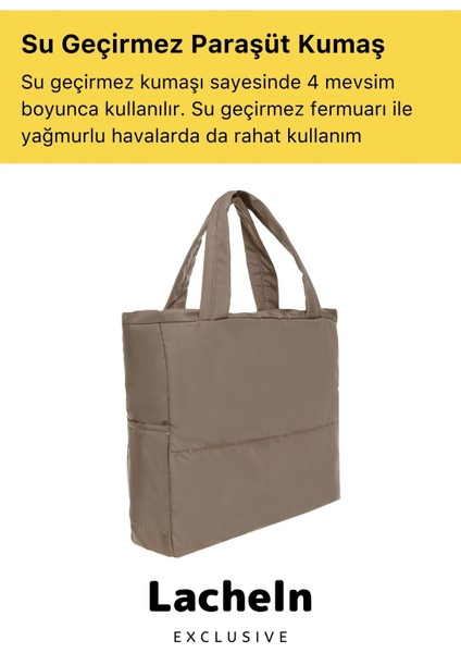 Yeni Sezon Konfor Modeli Büyük Boy Çanta Shopper Tote Paraşüt Puf Kumaş Alışveriş Kol & Omuz Çantası