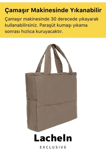 Yeni Sezon Konfor Modeli Büyük Boy Çanta Shopper Tote Paraşüt Puf Kumaş Alışveriş Kol & Omuz Çantası