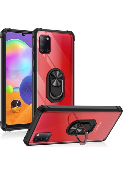 Samsung Galaxy A31 Kılıf Renkli Silikon Kenarlı Yüzüklü Manyetik Mola Kapak fırsatları