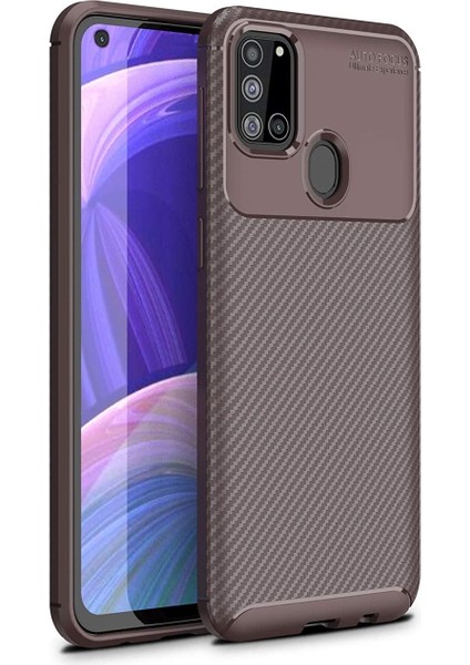 Samsung Galaxy A21S Kılıf Karbon Desenli Lux Negro Silikon