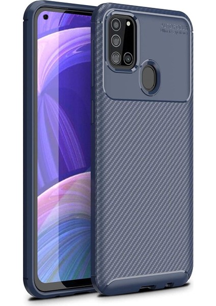 Samsung Galaxy A21S Kılıf Karbon Desenli Lux Negro Silikon