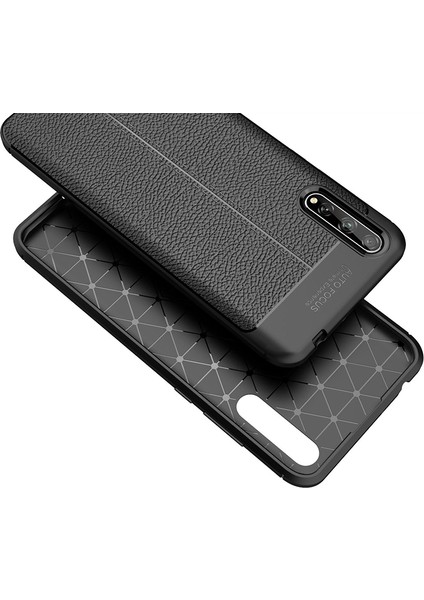 Huawei P Smart S Kılıf Deri Desenli Lux Niss Silikon