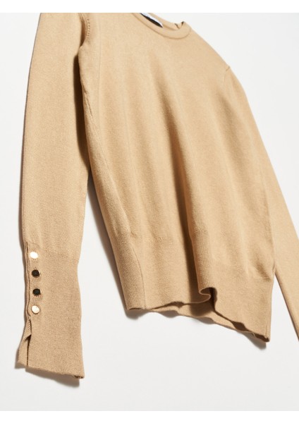 1267 Bisiklet Yaka Kol Ortası Droplu Kazak-Bej modelleri