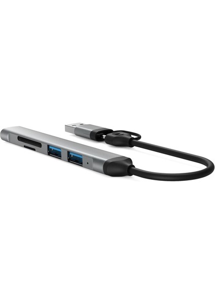 5in1 Usba ve Type-C To Usba 3.01, Tf, Sd Çoklayıcı Hub Adaptör