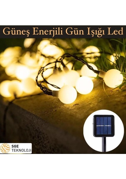 Sge Teknoloji Teknoloji 7 m 50 Led Sarı Güneş Enerjili Led Bahçe Aydınlatma Lambası