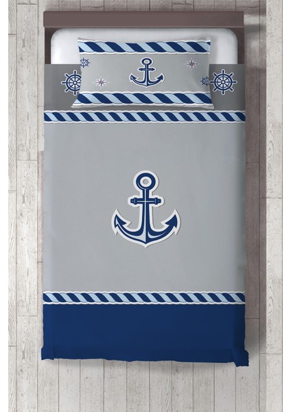 Çocuk Odası Bebek Odası Gemici Desen Yatak Örtüsü TLAY-088