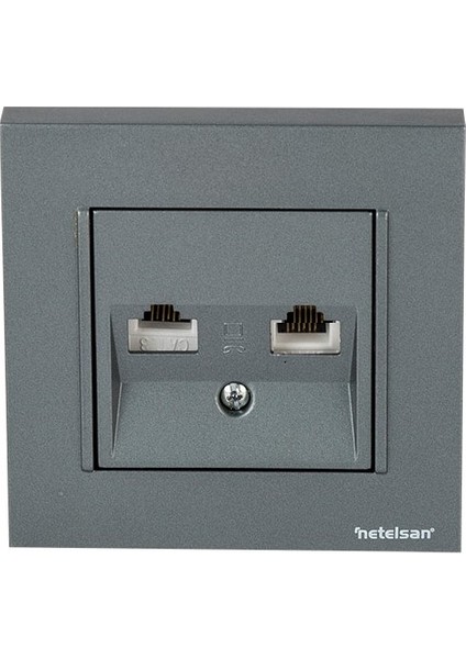 Byobu Füme DataNümeris Telefon Priz (Cat3Cat6) Çerçeveli