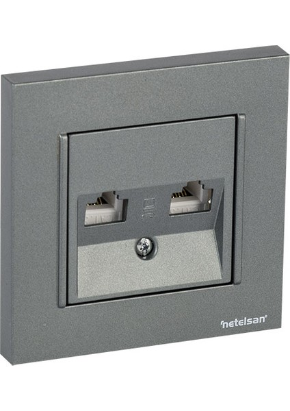Byobu Füme DataNümeris Telefon Priz (Cat3Cat6) Çerçeveli