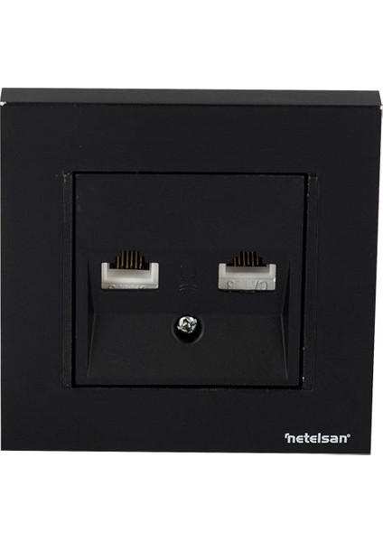Byobu Siyah DataNümeris Telefon Priz (Cat3Cat6) Çerçeveli