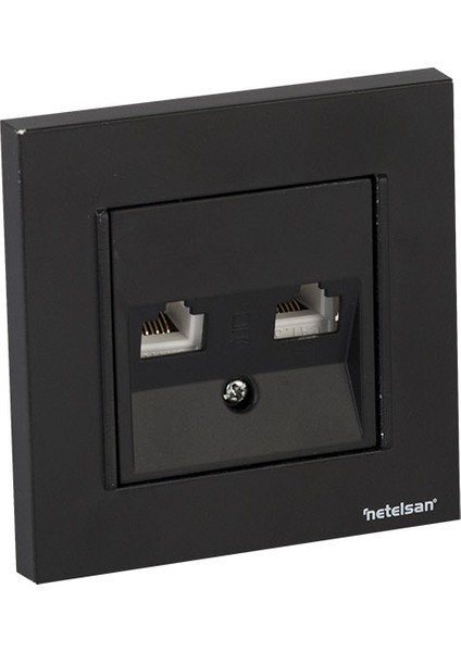 Byobu Siyah DataNümeris Telefon Priz (Cat3Cat6) Çerçeveli
