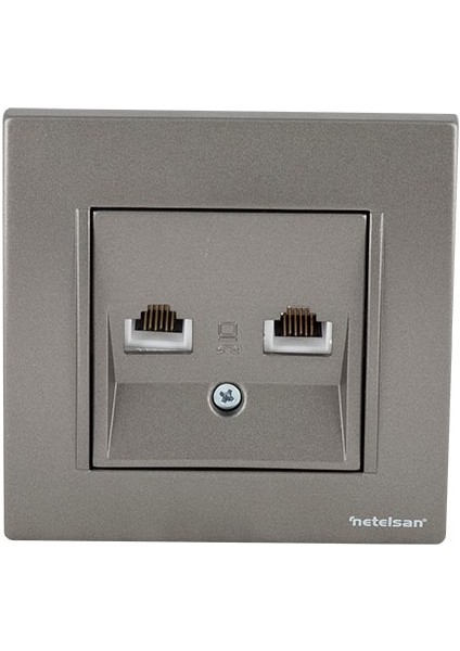 Byobu Antrasit DataNümeris Telefon Priz (Cat3Cat6) Çerçeveli