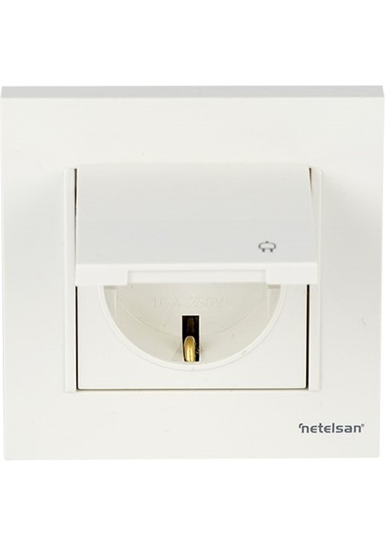 Byobu Beyaz Kapaklı Topraklı Priz Çerçeveli