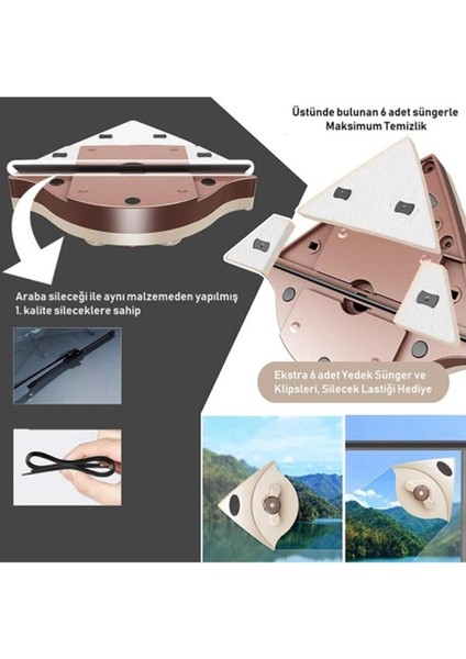 Üçgen Tip Mıknatıslı Camsil Yedek Keçe ve Lastik Aksesuarları 1 Takım