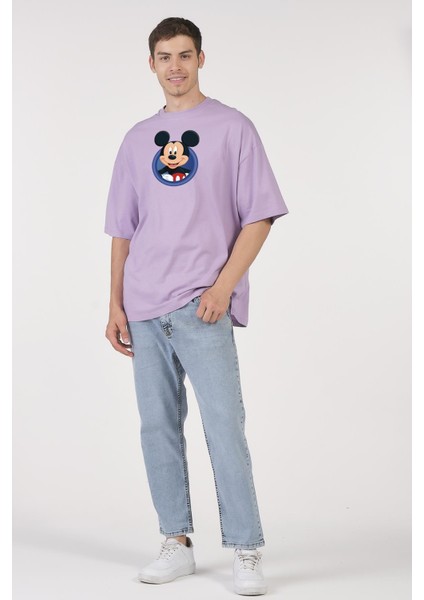 Oversize T-Shirt Micky Mouse Lila