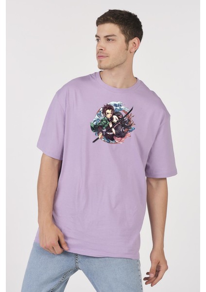 Oversize T-Shirt Nezuko Yaiba Lila fiyatları