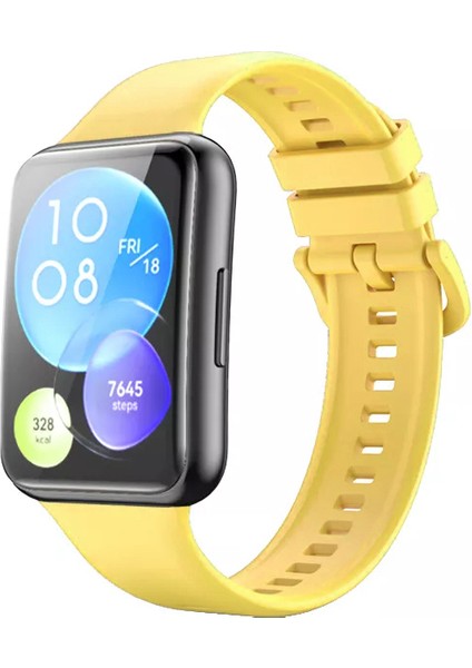Huawei Watch Fit 2 Uyumlu Spor Jel Silikon Kordon Sarı