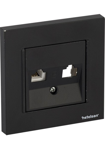 Byobu Siyah Data Priz (Cat6) Çerçeveli