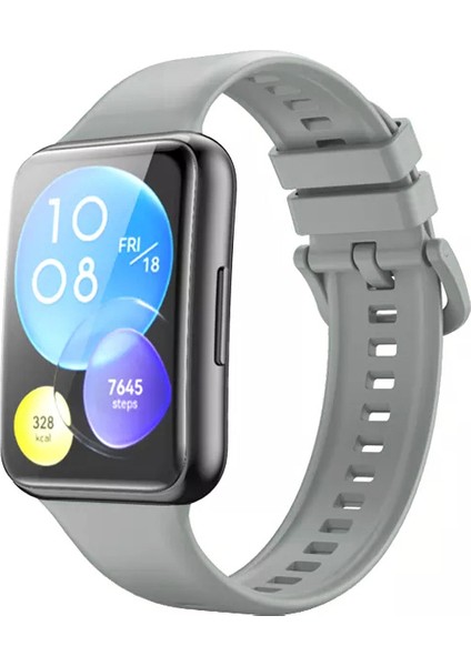 Huawei Watch Fit 2 Uyumlu Spor Jel Silikon Kordon Gri