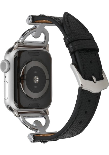 Apple Watch 8 41 mm Uyumlu Deri Kordon Metal Bağlantılı Şık Tasarım Kayış fırsatları