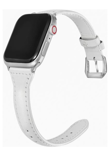 Apple Watch 8 41 mm Uyumlu Deri Kordon Premium Dikişli Ince Deri Kayış