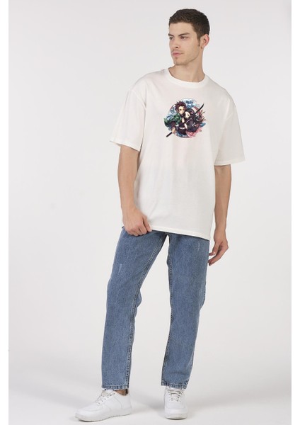 Oversize T-Shirt Nezuko Yaiba Ekru fiyatları