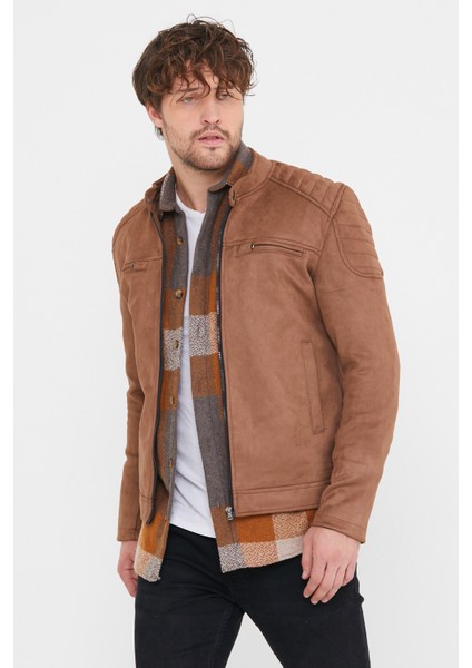 Erkek Kahverengi Dar Kesim Süet Ceket