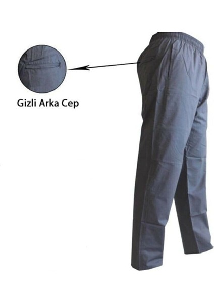 Şalvar Pantolon - Keten Kumaş - Gri Renk - 3 Numara - Hac Umre Pantolonu