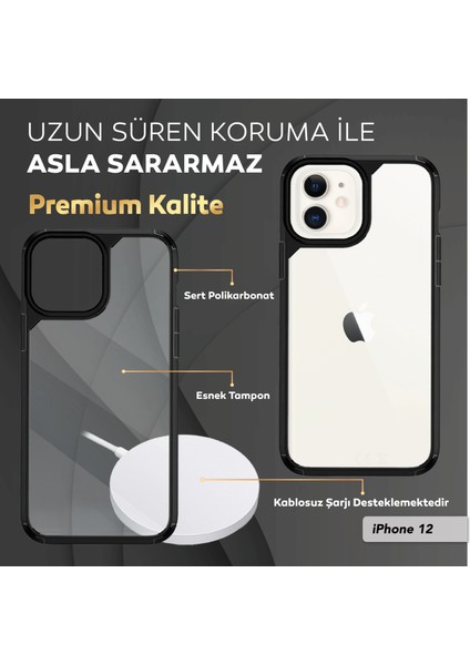 iPhone 12 6.1 Inç Için Tasarlanan 1 Paket Temperli Cam Ekran Koruyucu + 1 Paket Kamera Lens Koruyucu (Askeri Sınıf Koruma) Darbeye Dayanıklı Ultra-Ince Defender Kılıf