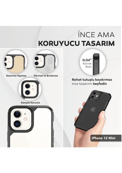 Kip GSM iPhone 12 Mini 5.5 Inç Için Tasarlanan 1 Paket Temperli Cam Ekran Koruyucu + 1 Paket Kamera Lens Koruyucu (Askeri Sınıf Koruma) Darbeye Dayanıklı Ultra-Ince Defender Kılıf