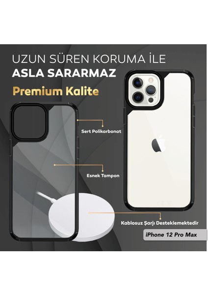 iPhone 12 Pro Max 6.7 Inç Için Tasarlanan 1 Paket Temperli Cam Ekran Koruyucu + 1 Paket Kamera Lens Koruyucu (Askeri Sınıf Koruma) Darbeye Dayanıklı Ultra-Ince Defender Kılıf