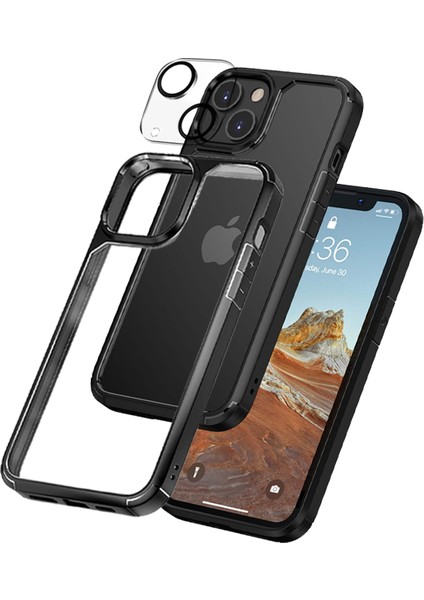 iPhone 13 6.1 Inç Için Tasarlanan 1 Paket Temperli Cam Ekran Koruyucu + 1 Paket Kamera Lens Koruyucu (Askeri Sınıf Koruma) Darbeye Dayanıklı Ultra-Ince Defender Kılıf