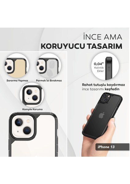 iPhone 13 6.1 Inç Için Tasarlanan 1 Paket Temperli Cam Ekran Koruyucu + 1 Paket Kamera Lens Koruyucu (Askeri Sınıf Koruma) Darbeye Dayanıklı Ultra-Ince Defender Kılıf