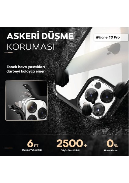 iPhone 13 Pro 6.1 Inç Için Tasarlanan 1 Paket Temperli Cam Ekran Koruyucu + 1 Paket Kamera Lens Koruyucu (Askeri Sınıf Koruma) Darbeye Dayanıklı Ultra-Ince Defender Kılıf