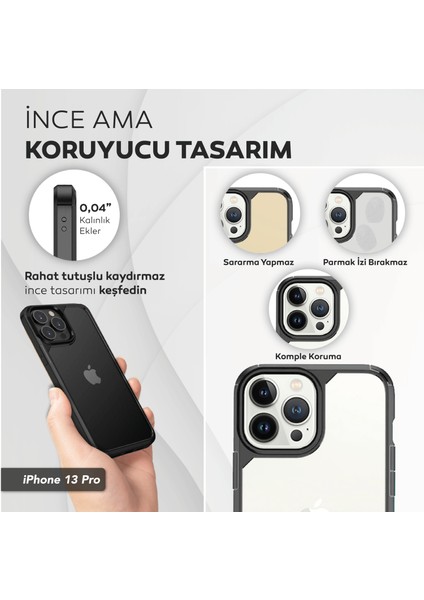 iPhone 13 Pro 6.1 Inç Için Tasarlanan 1 Paket Temperli Cam Ekran Koruyucu + 1 Paket Kamera Lens Koruyucu (Askeri Sınıf Koruma) Darbeye Dayanıklı Ultra-Ince Defender Kılıf