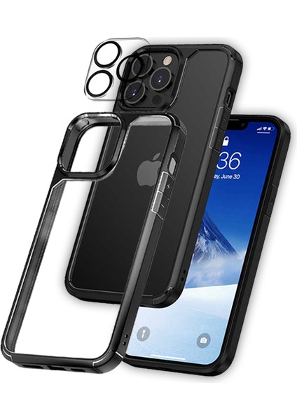 iPhone 13 Pro Max 6.7 Inç Için Tasarlanan 1 Paket Temperli Cam Ekran Koruyucu + 1 Paket Kamera Lens Koruyucu (Askeri Sınıf Koruma) Darbeye Dayanıklı Ultra-Ince Defender Kılıf