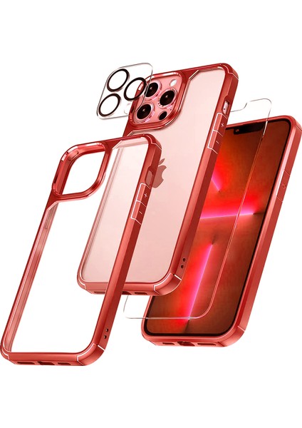 iPhone 13 Pro Max 6.7 Inç Için Tasarlanan 1 Paket Temperli Cam Ekran Koruyucu + 1 Paket Kamera Lens Koruyucu (Askeri Sınıf Koruma) Darbeye Dayanıklı Ultra-Ince Defender Kılıf