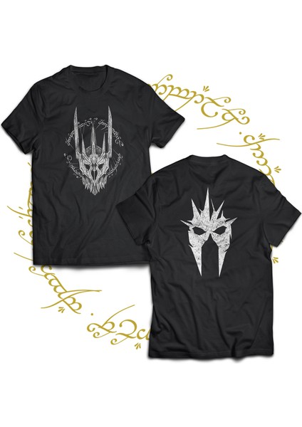 Lotr Sauron Witch King Çift Baskılı %100 Pamuk Siyah Büyük Beden T-Shirt