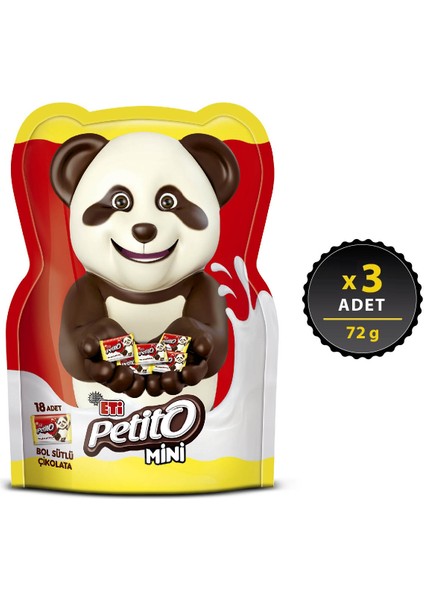 Petito Mini Bol Sütlü Çikolata 72 g x 3 Adet