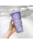 Saman ve Kapaklı Yetişkinler Için Seyahat Bardakları Su Şişesi Seyahat Buz Kullanımlık Plastik Kupası (Glitter Mor) 2